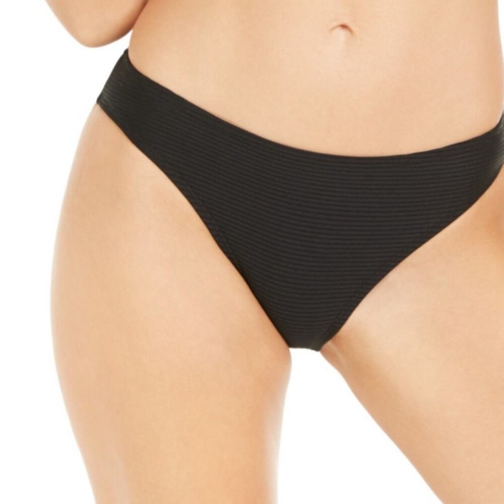 Hula Honey BLACK Rib Hipster Bikini Swim Bottom